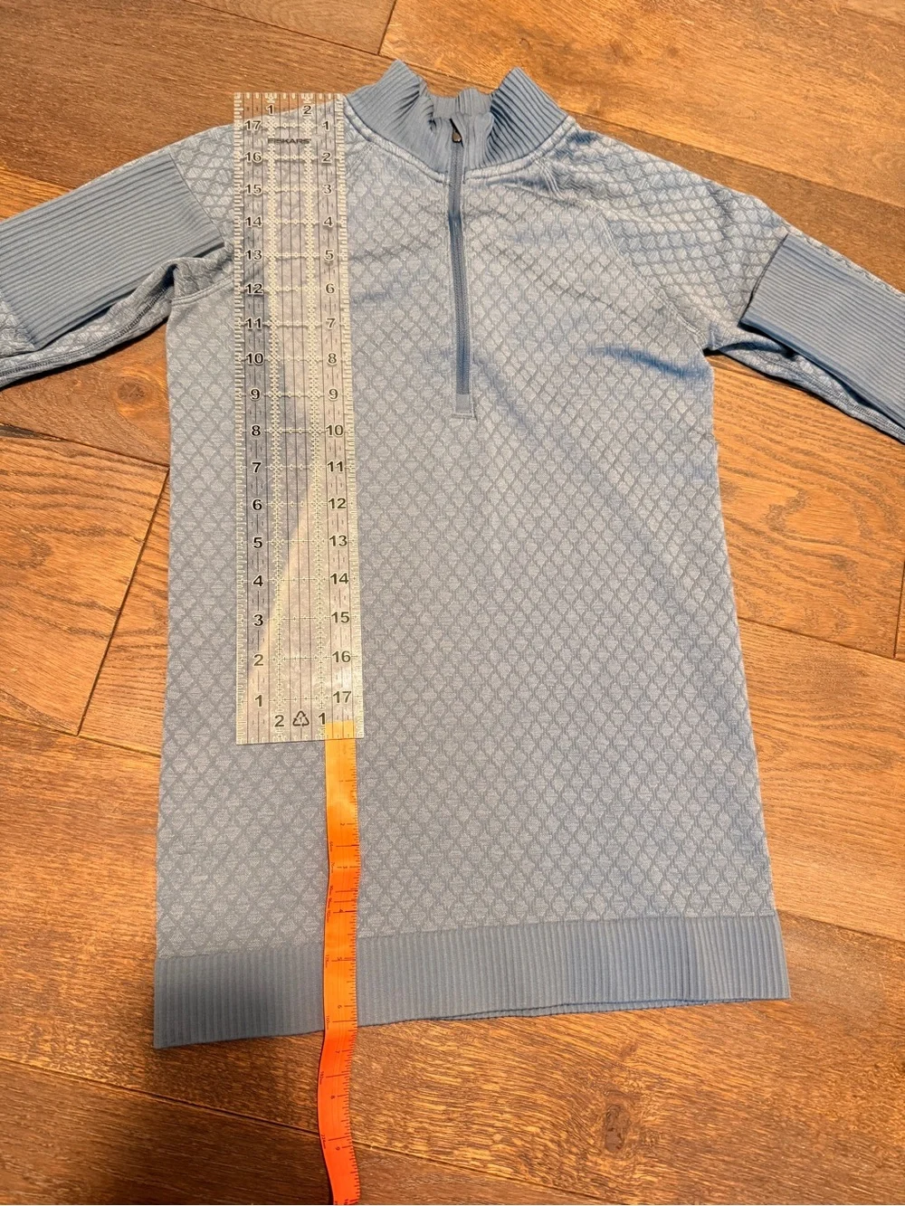 lululemon Slate Blue Rest Less Quilted Half-Zip Mock Neck Sweater - Picture 7 of 10